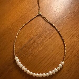 14k gold plated necklace with pearls